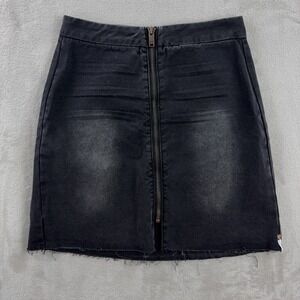 One Teaspoon Vixen Skirt‎ Womens Size 26 Black Anchor Denim Zip Front